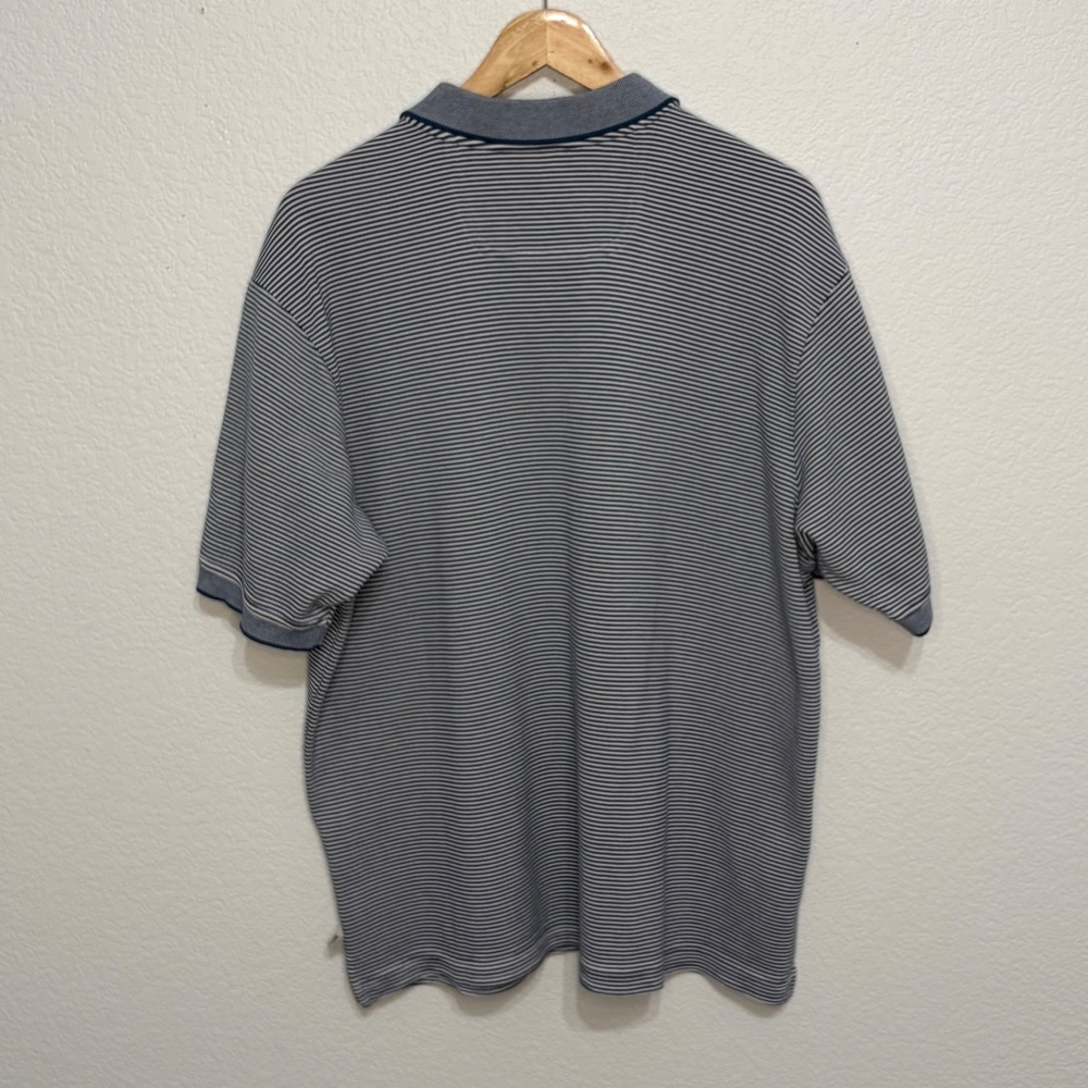 Tommy Bahama Mens XL Polo Shirt Navy Blue White Striped Marlin Logo Short Sleeve - Picture 5 of 6